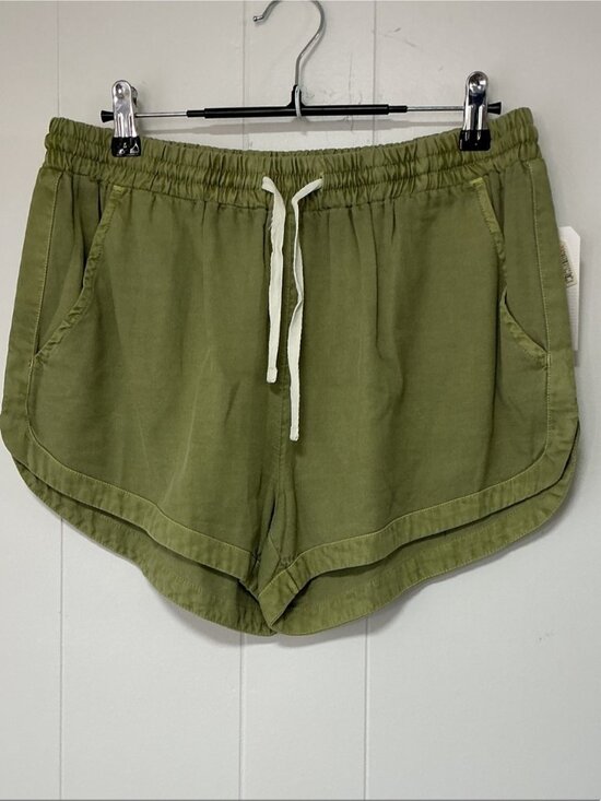 Pants - Olive Drawstring Athletic Shorts